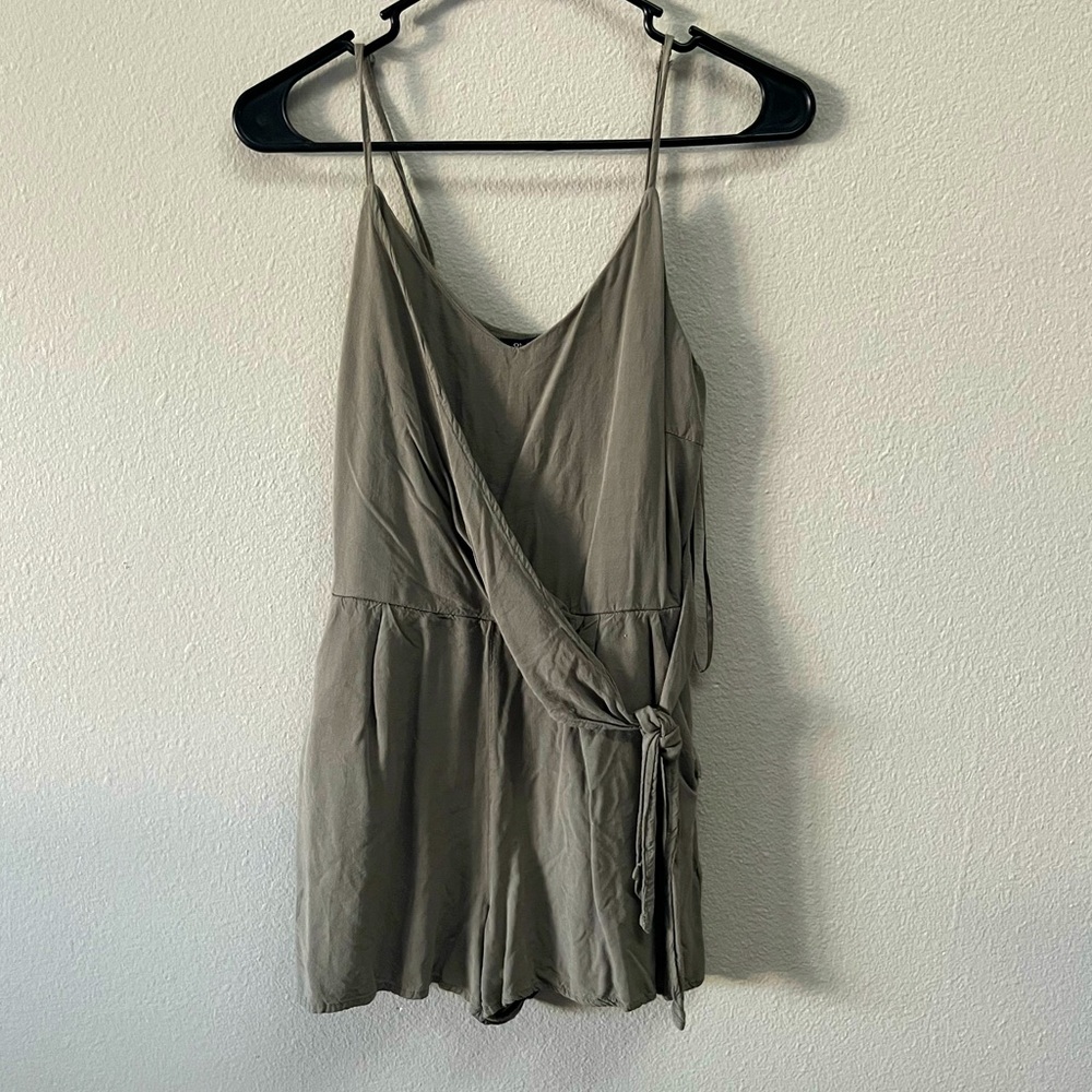 Army green spaghetti strap romper